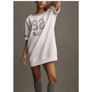 Anthropologie Daily Practice Sweatshirt Mini Dress White and Gray Size Small
